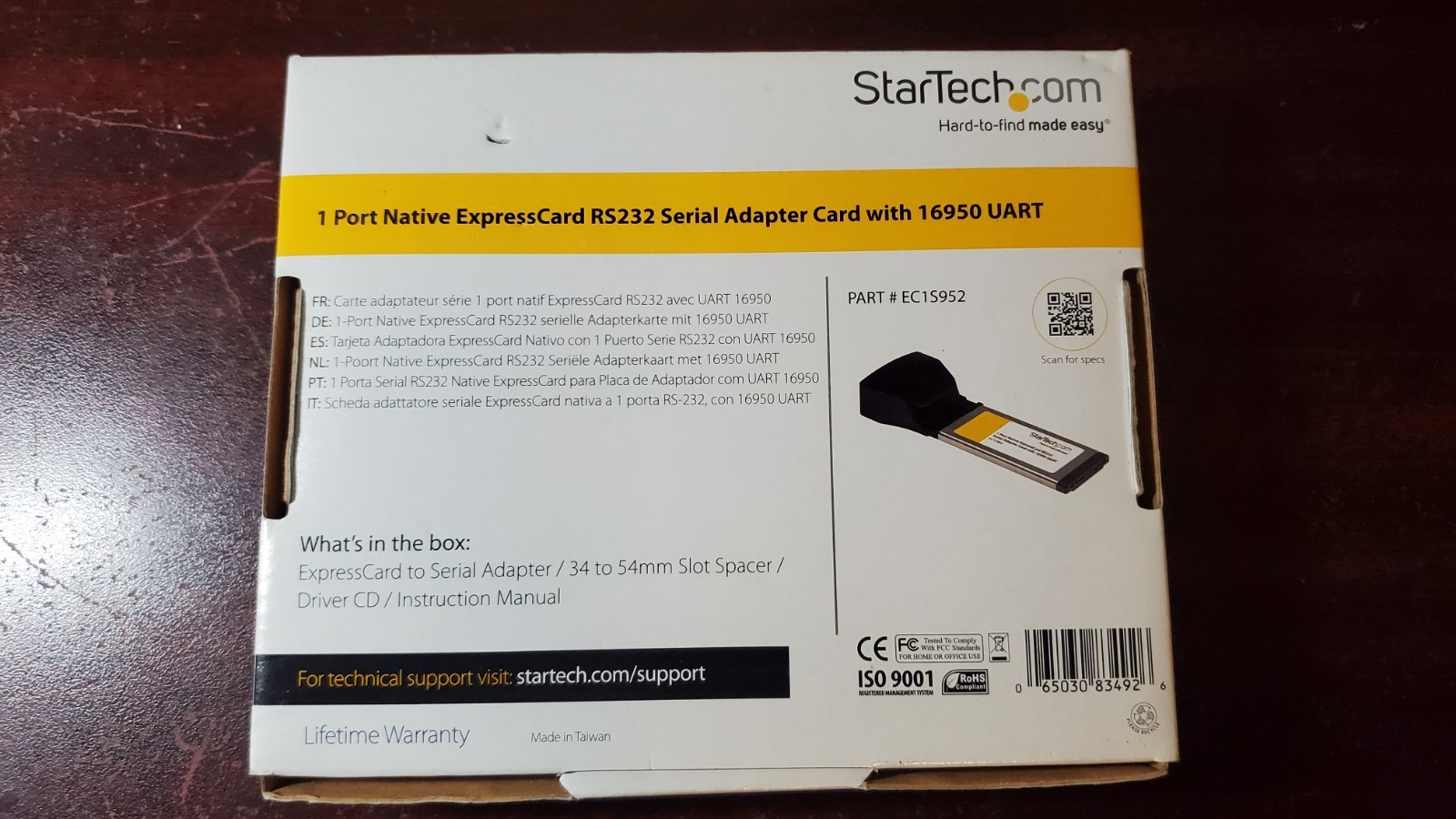 StarTech EC1S952 1-Port Native ExpressCard RS232 Serial Adapter Card with 16950