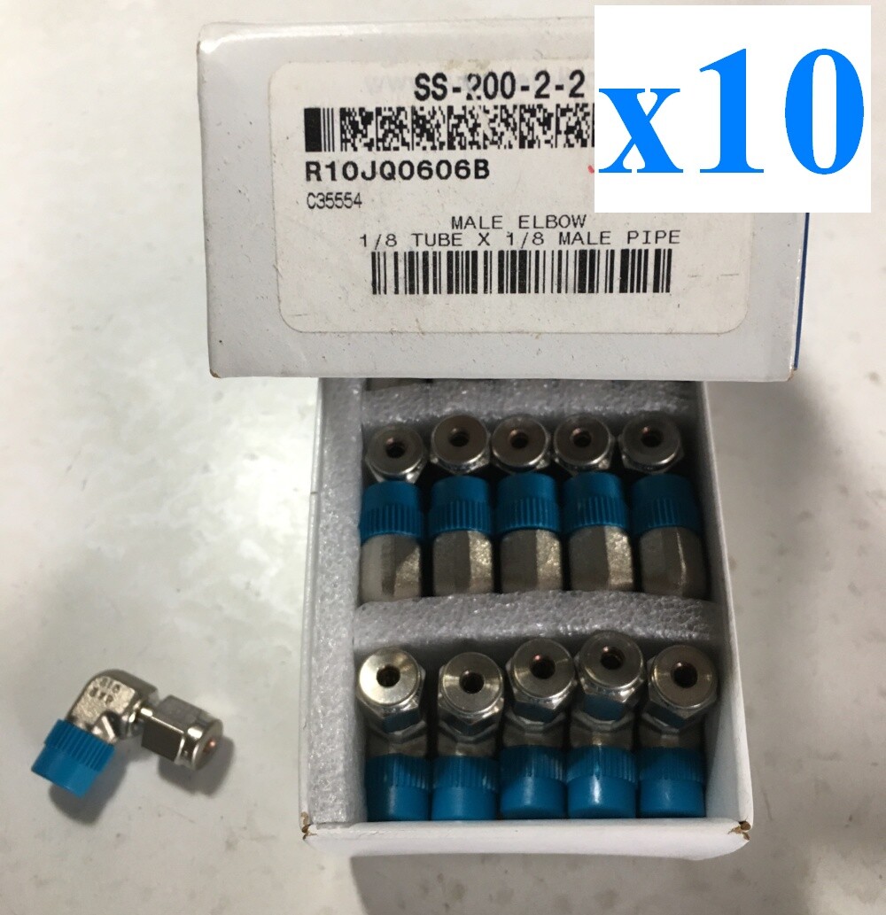 x10 NEW Swagelok SS-200-2-2 Stainless Male Elbow Fitting 1/8 Tube x 1/8 Male NPT