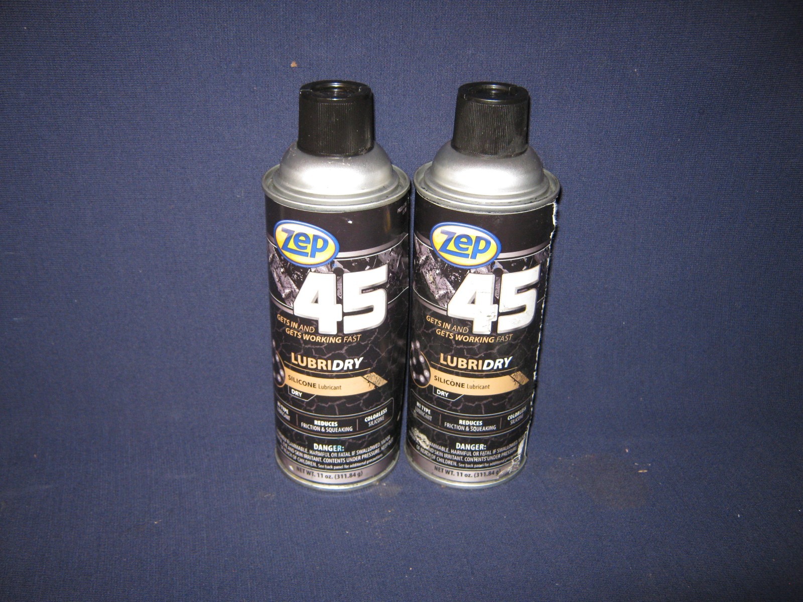 TWO {2} ZEP 45 LUBRIDRY 11 OZ AEROSOL CANS DRY SILICONE LUBRICANT -FREE SHIP-BN7