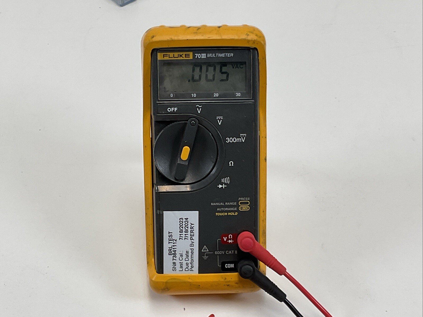 Fluke 70-3 Digital Multi-Meter w/Test Leads – Last Calibration: 7/18/2023 70-III