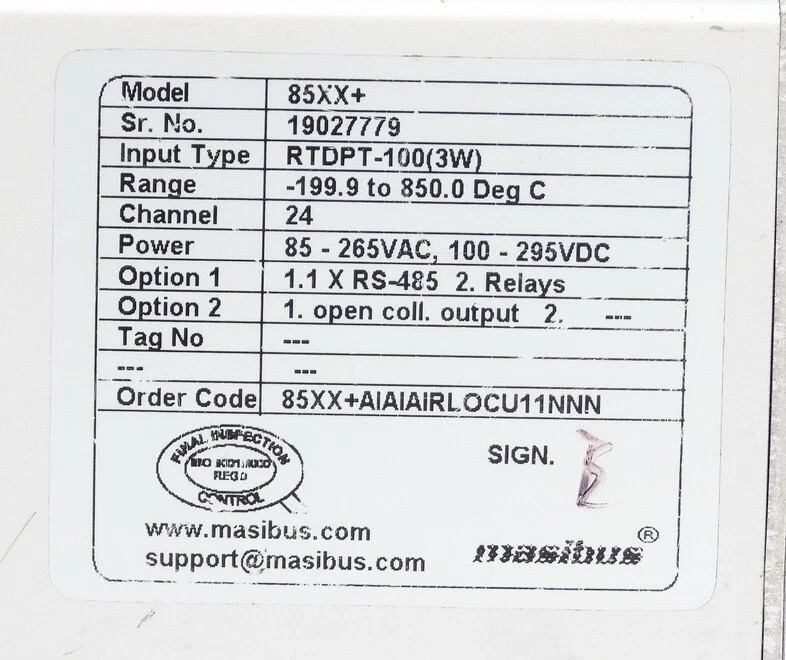 MASIBUS MODEL 85XX+ 24CHANNEL DIGITAL TEMPERATURE SCANNER CONTROLLER