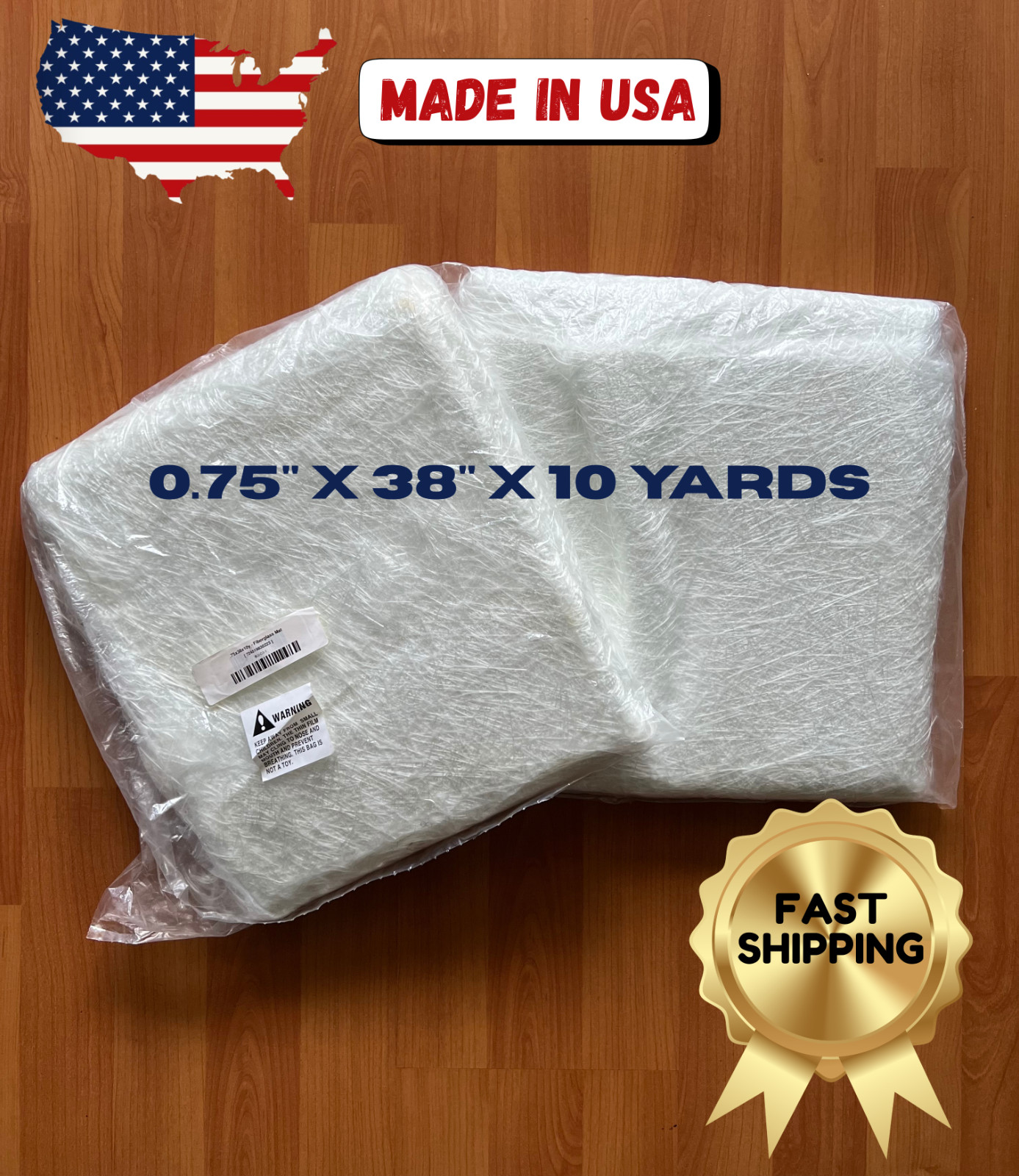 2 Pack ~ NEW Fiberglass Chopped Strand Mat 0.75 x 38″ x 10 yards Marine Repair