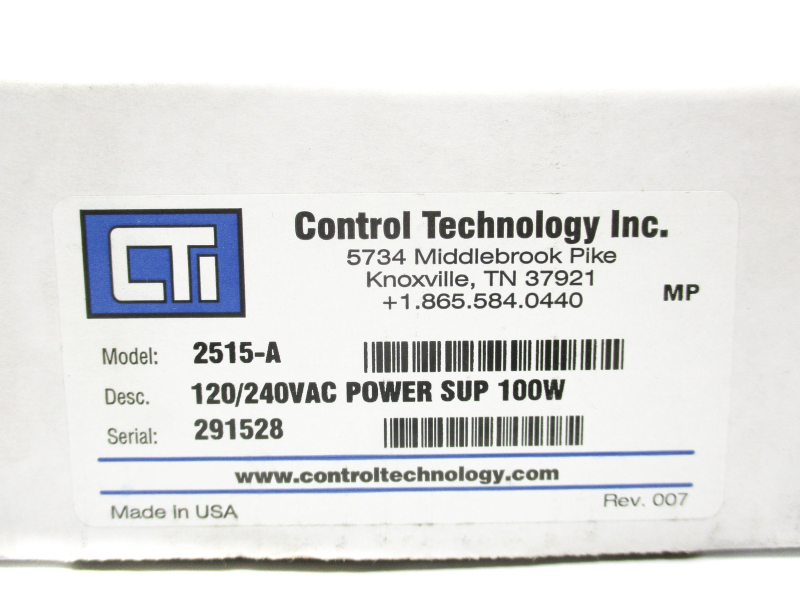 CONTROL TECHNOLOGY 2515-A NSMP