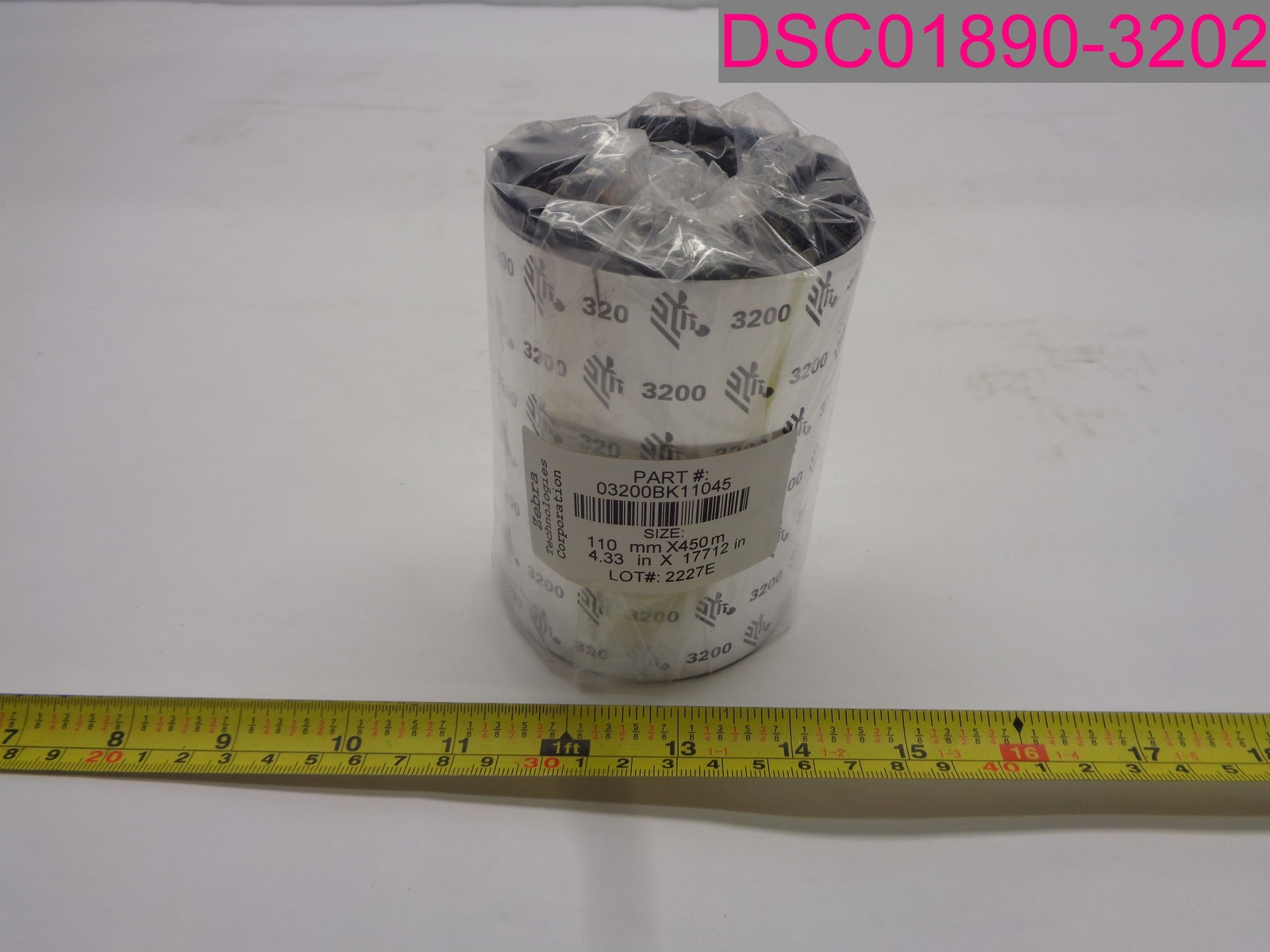 QTY=6 Rolls; Zebra 03200BK11045 Wax/Resin Ribbon 4.33″ x 1476′ (110mm x 450m)