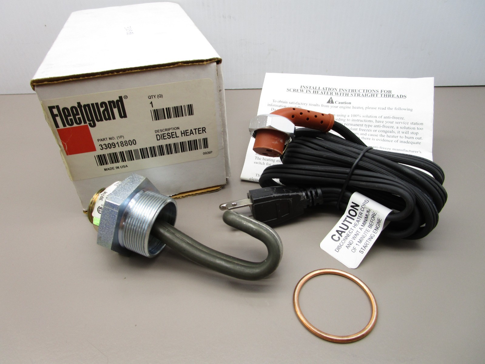 Fleetguard Cummins 3309188 Diesel Engine Heater 120v 1500w