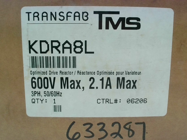 TCI Transfab KDRA8L KDR Drive Reactor 3Ph, 1HP, 2.1A/480V UR OP – New In Box