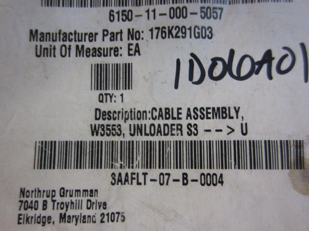 Northrop Grumman 97942ASSY176K291G03 Cable Assy 6150-11-000-5057