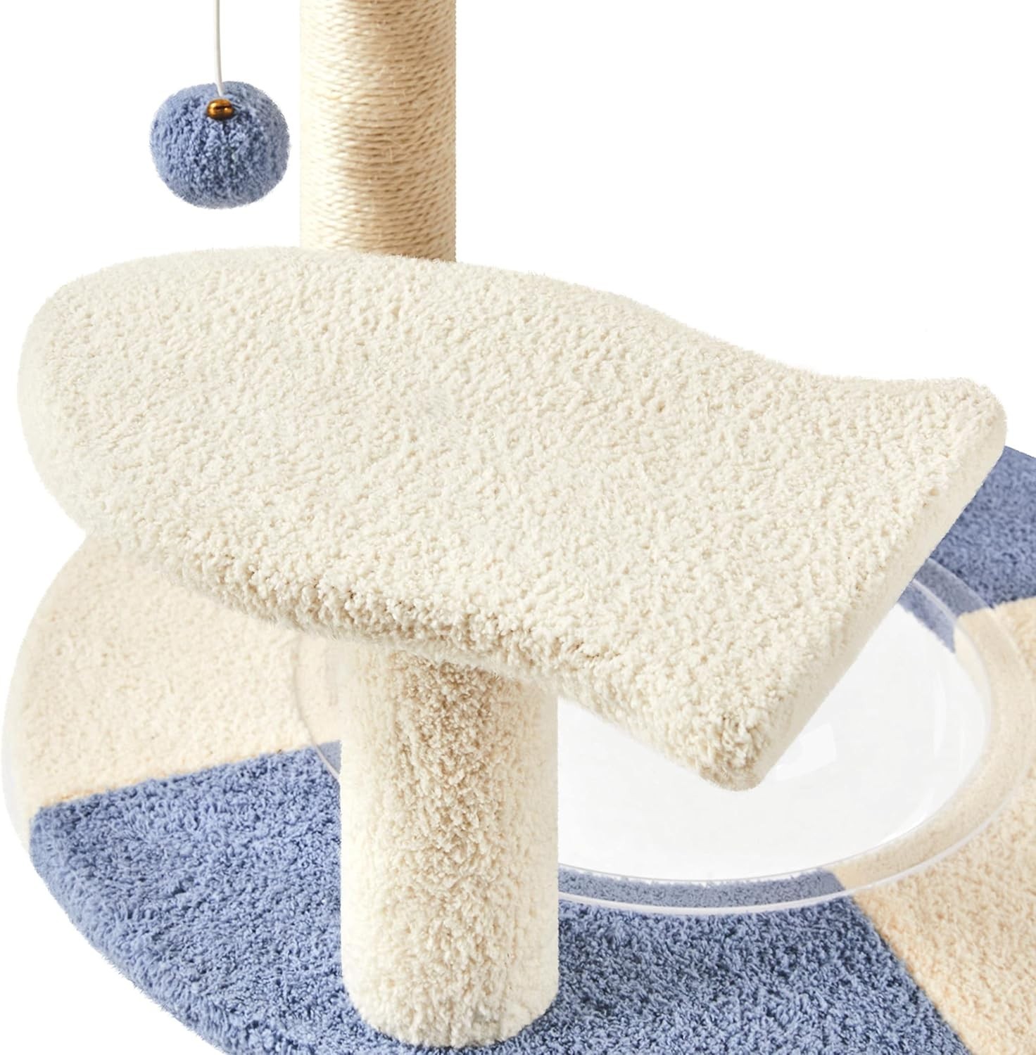 Topeakmart Small Tree for Kittens with Hanging Ball, 35.5″ H, Blue/Beige
