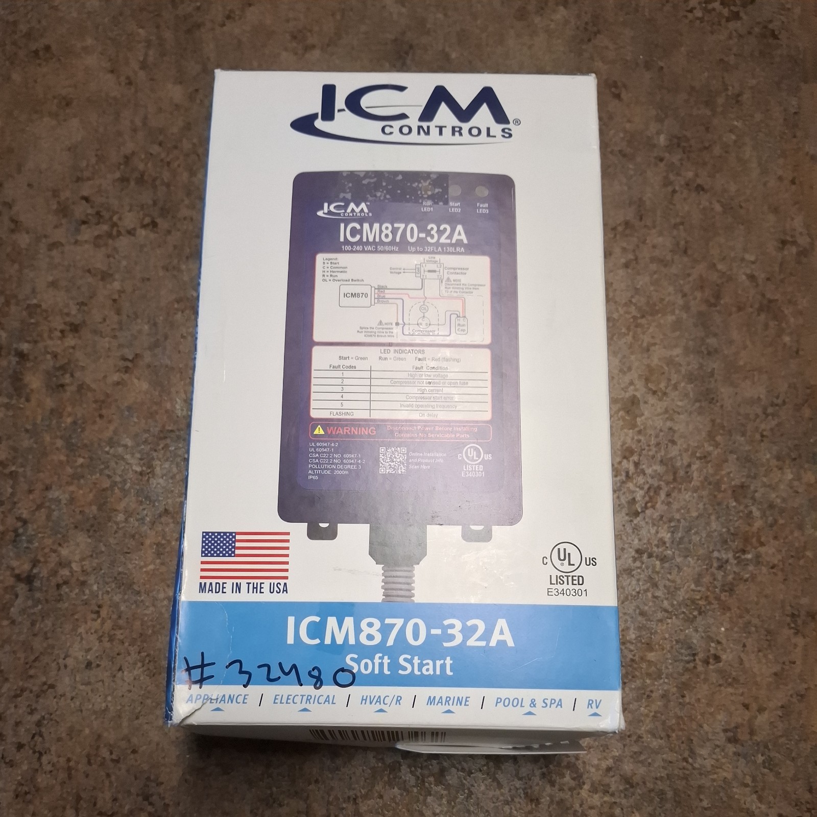 ICM Controls ICM870-32A Soft Starter w/ built-in start capacitor New – Open Box