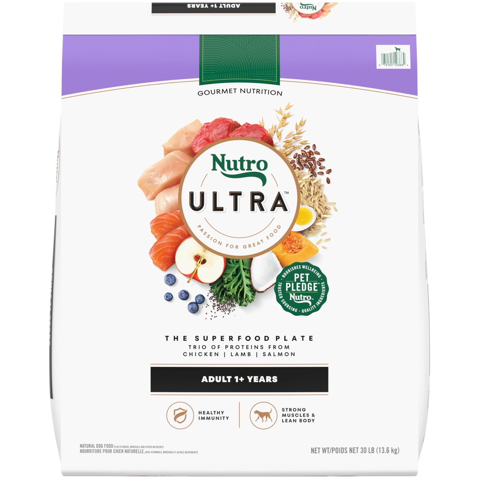 Nutro Ultra Adult Dry Dog Food with a Trio of Proteins from Chicken, Lamb, 30 lb