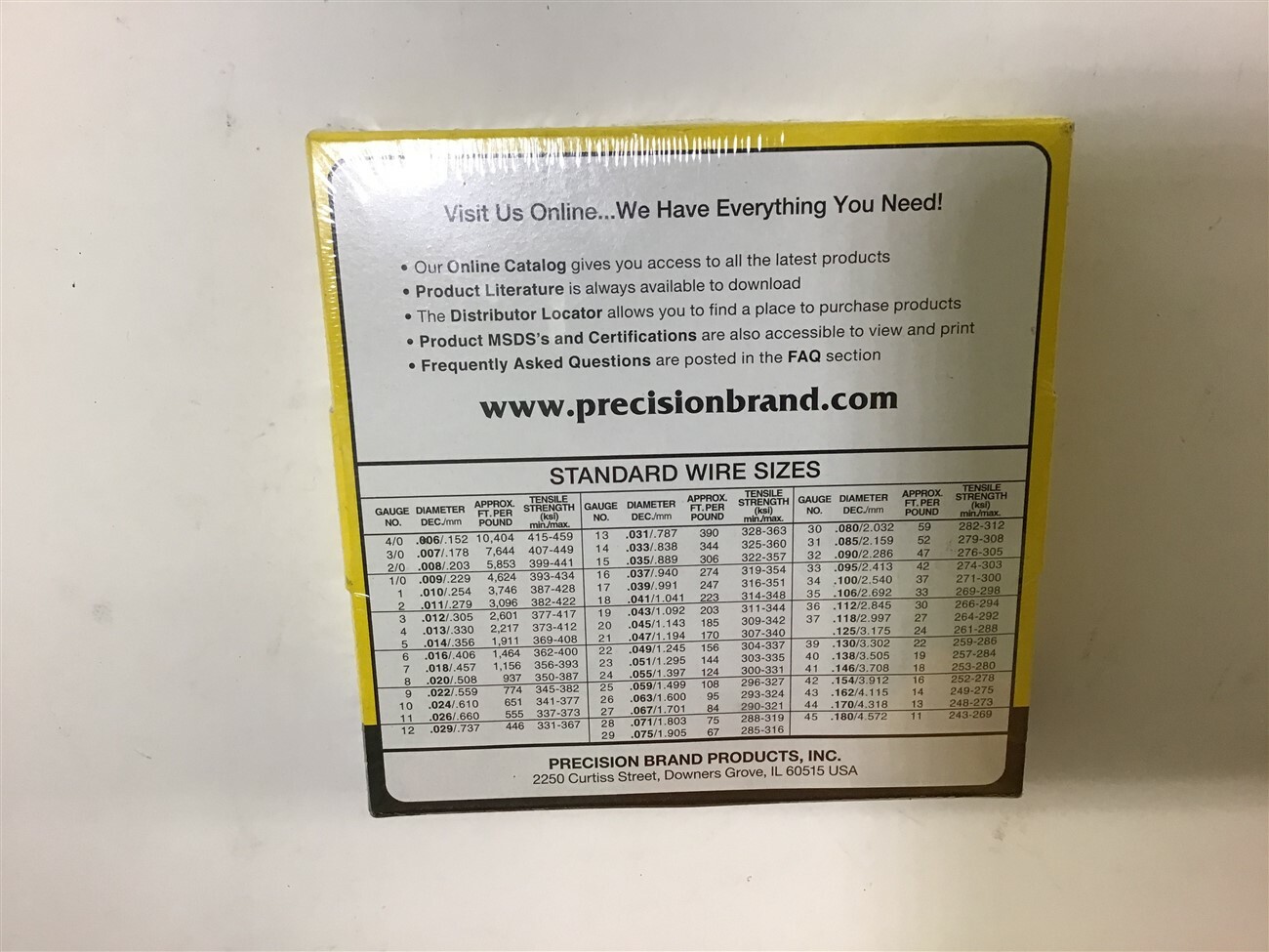 Precision Brand 10036843-B-16-3-3 Music Wire Roll 21026 0.02″ Diam 1 Lbs