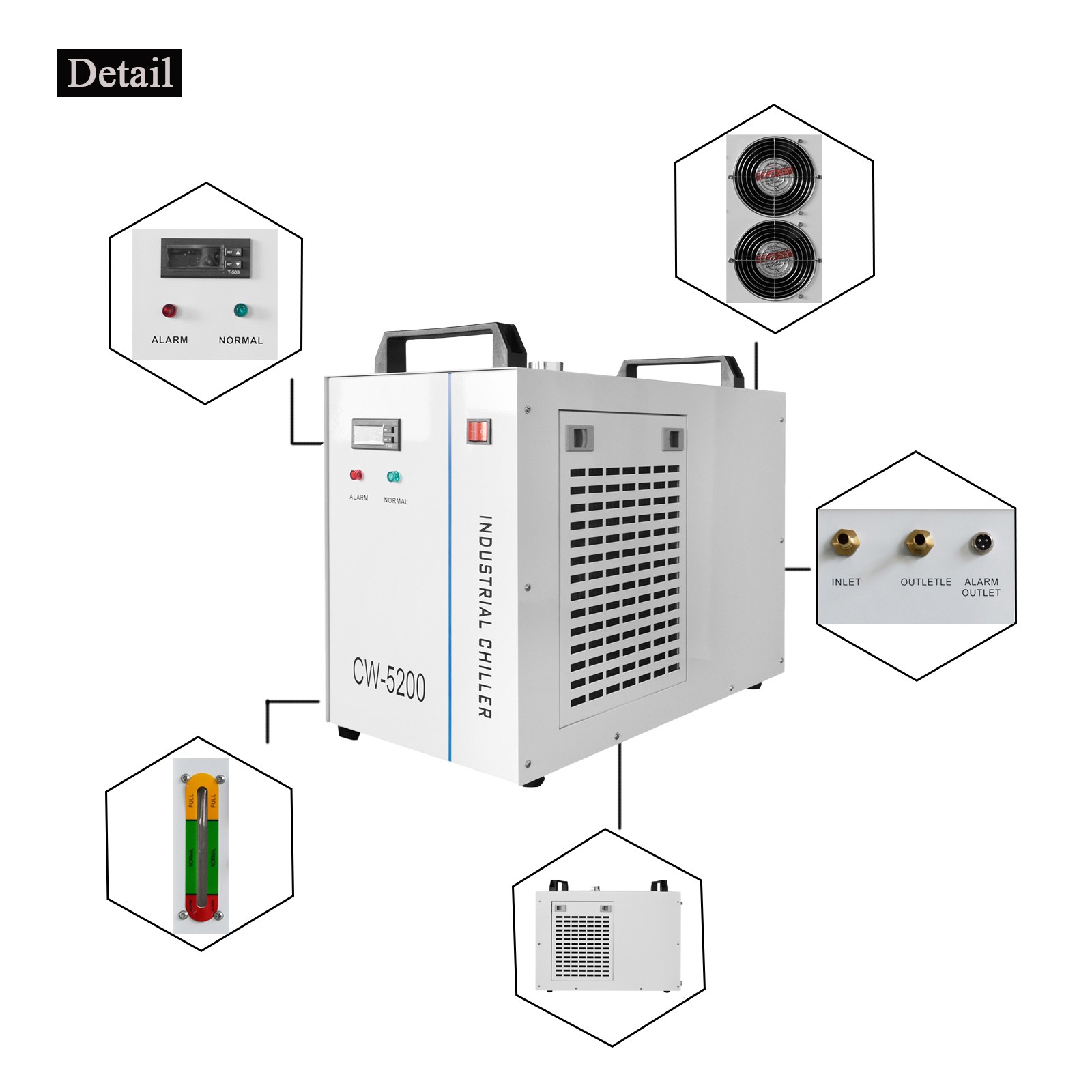 CW5200 Laser Industrial Water Chiller 6L for CO2 Laser Tube Engraver Cutter