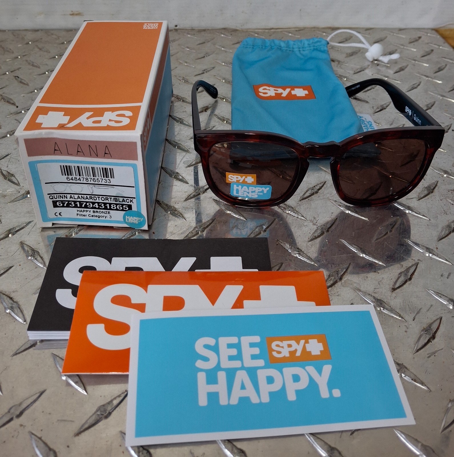 Spy Optics Sunglasses Quinn Alanard Tort Happy Bronze Lens 673179431865