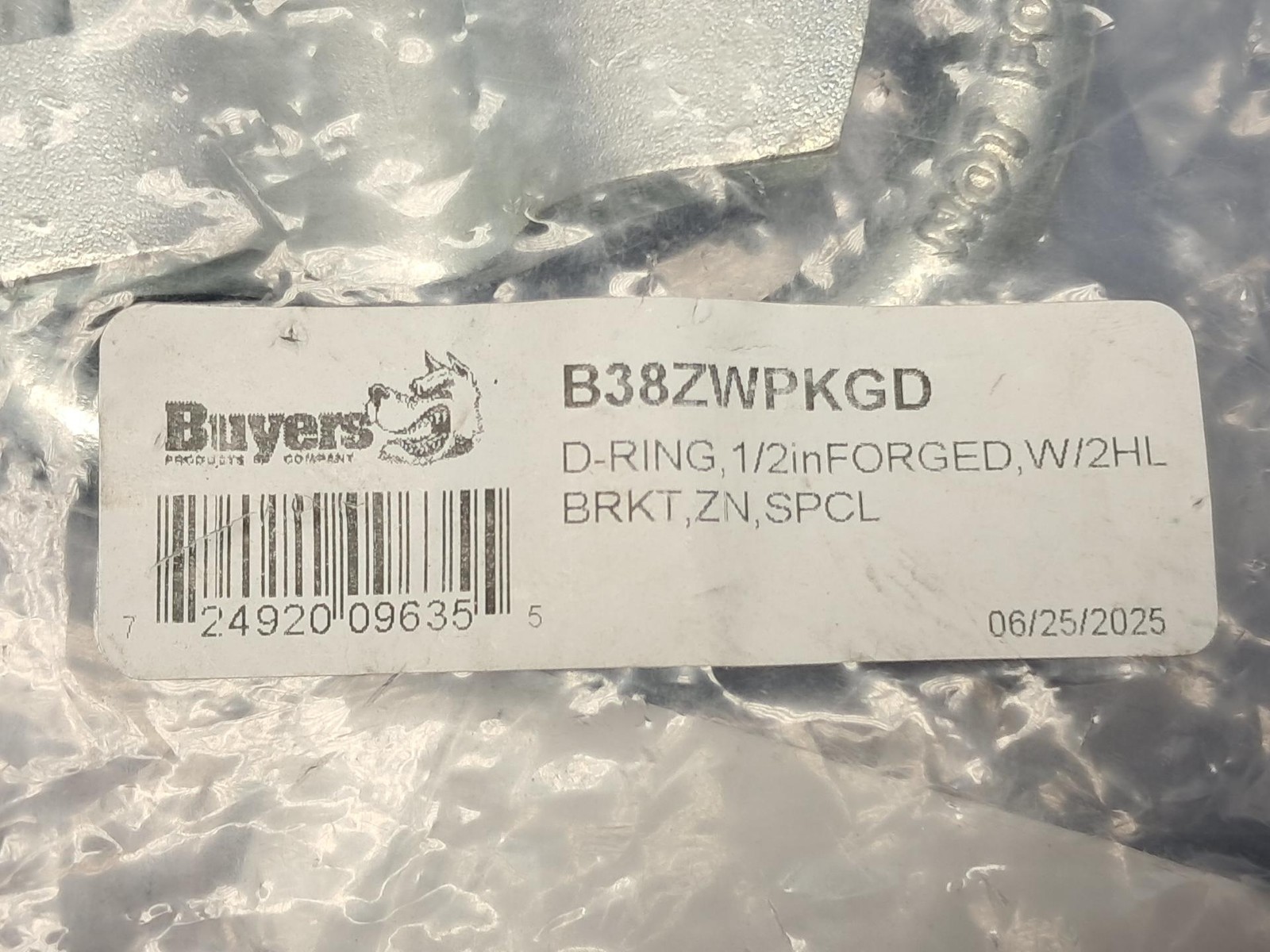 Lot of 4 B38ZWPKGD 1/2″ Forged D-Ring 2-Hole Mounting Bracket White Zinc Plated