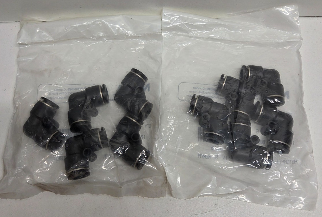 LOT OF 10 NEW IN BAG! NITRA 3/8″ PUSH TO CONNECT UNION ELBOWS UL38