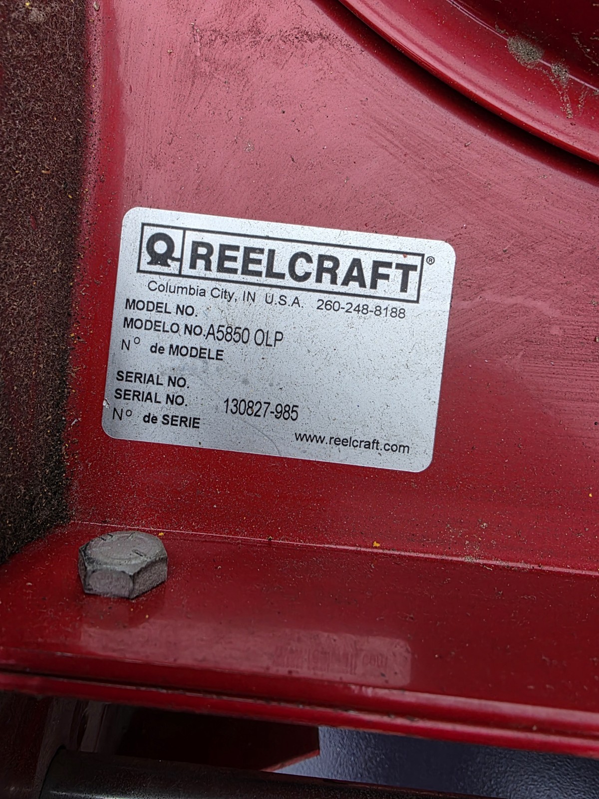 Reelcraft Model No. A5850 OLP