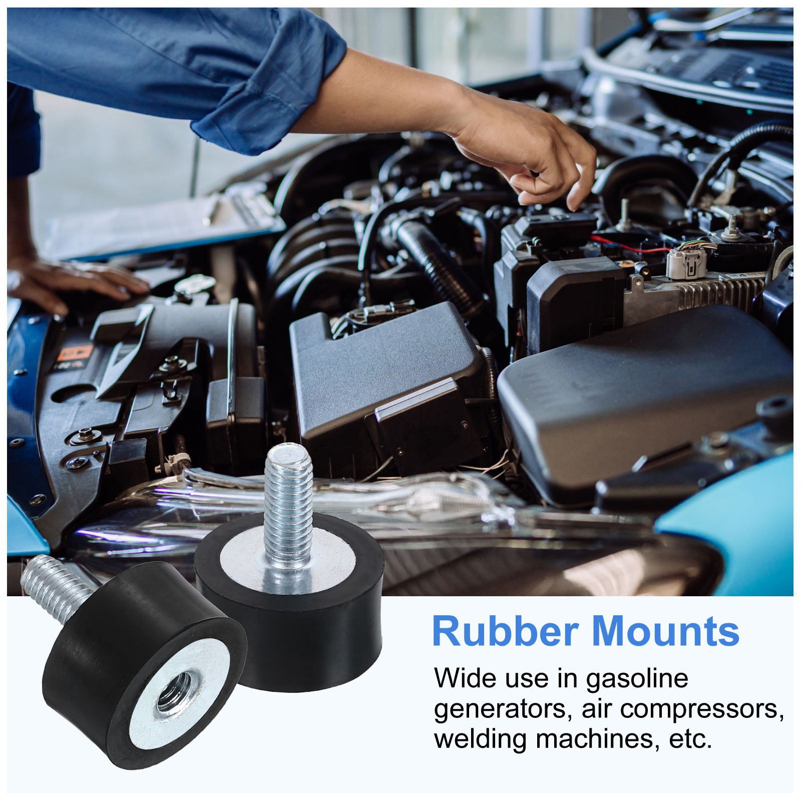 8Pcs M4x10mm Rubber Mounts, 15x8mm(DxH) Rubber Shock Absorber Mount with Nuts