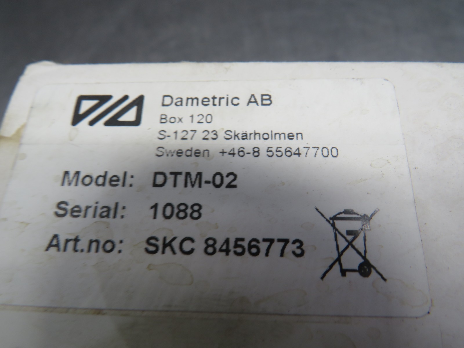 Dametric AB DTM-02 Panel Meter Metso VAL0161876
