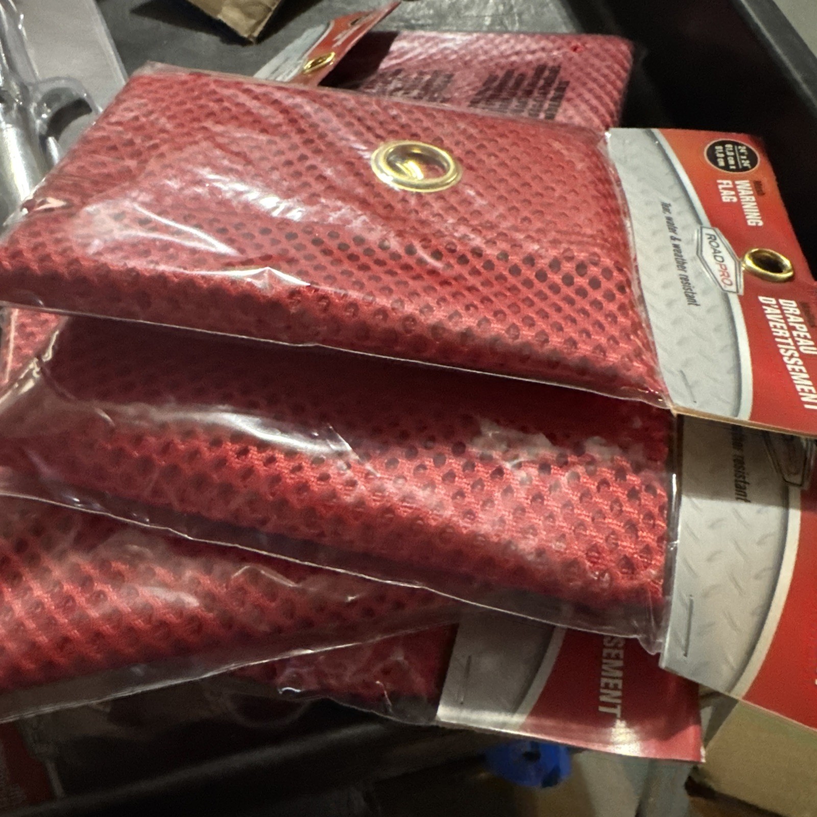 RoadPro 2424G Safety Warning Mesh Flag with Grommets 24″x 24″ – Red 5 Flag Pack