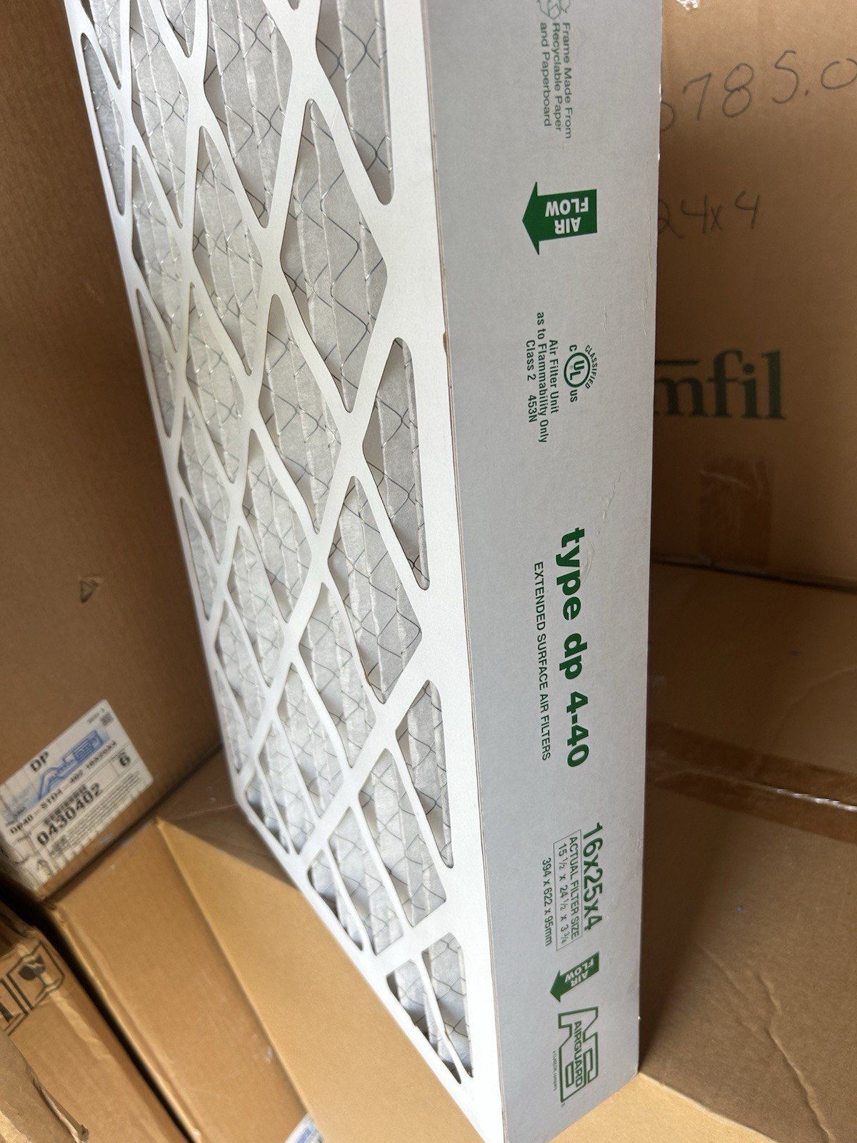 Airguard Type DP 4-40, Qty of 6, DP-40-STD4-402, 16X25X4 MERV 8, Air Filters