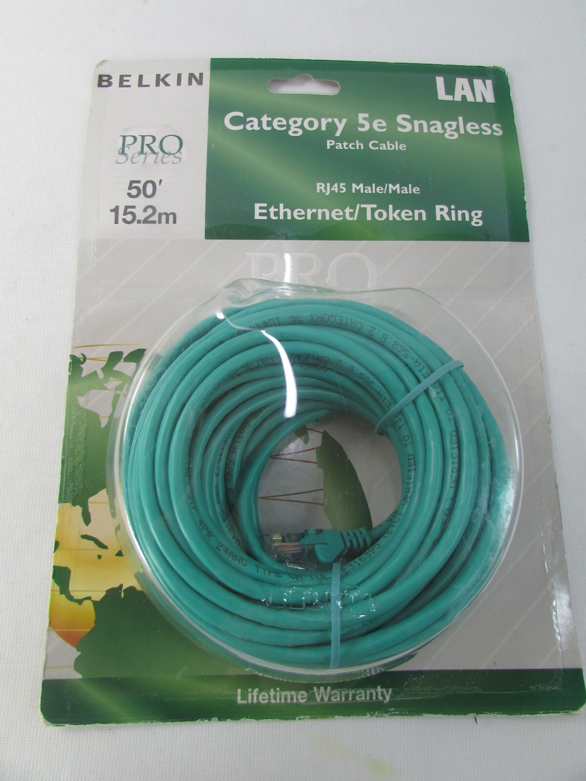 Belkin Pro Series Cat 5e Snagless Patch Cable 50′ Green RJ45 Ethernet/Token Ring