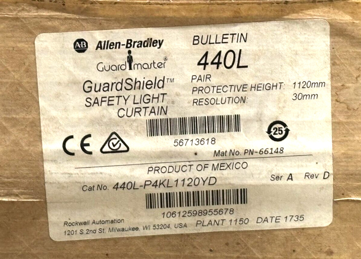 Banner 440L-P4KL1120YD Light Curtain PAIR Emitter & Receiver 1120mm – NEW
