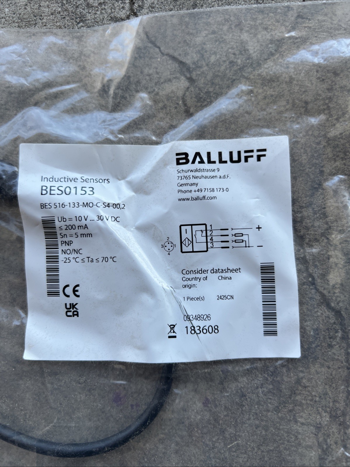 BALLUFF BES-516–133-MO-C-S4-00.2 BES0153 NSNB