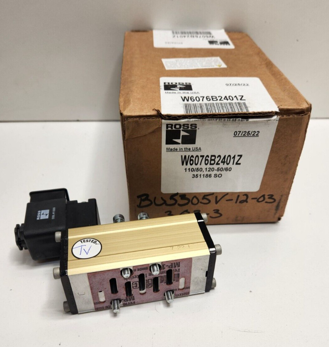 NEW OLD STOCK! ROSS 120V 5-WAY 2P 1/8-3/8″ PORT SOLENOID VALVE W6076B2401Z