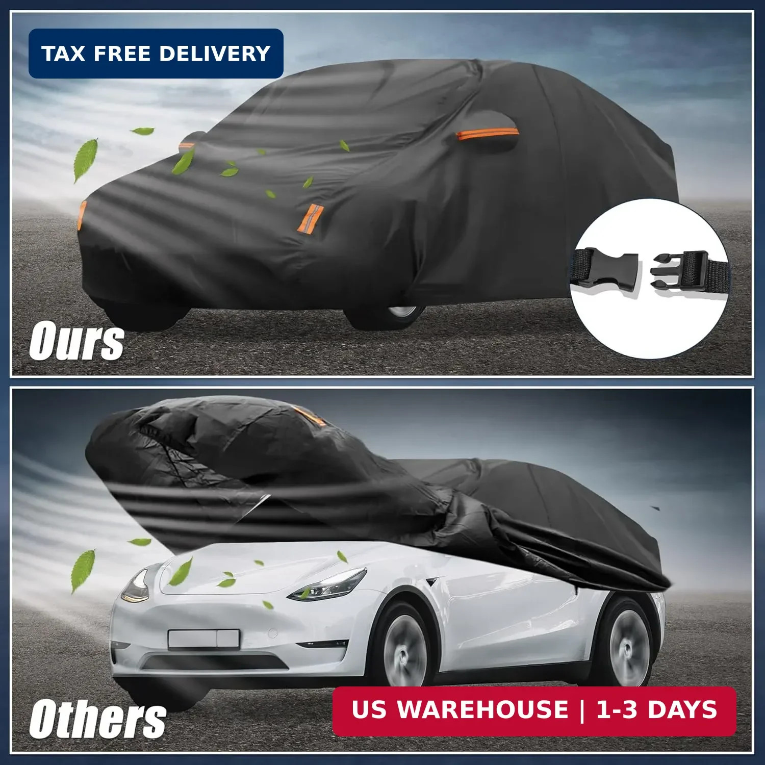 X AUTOHAUX Car Cover for Tesla Model Y 2020-2025 210D-PU Outdoor Full Car Cover