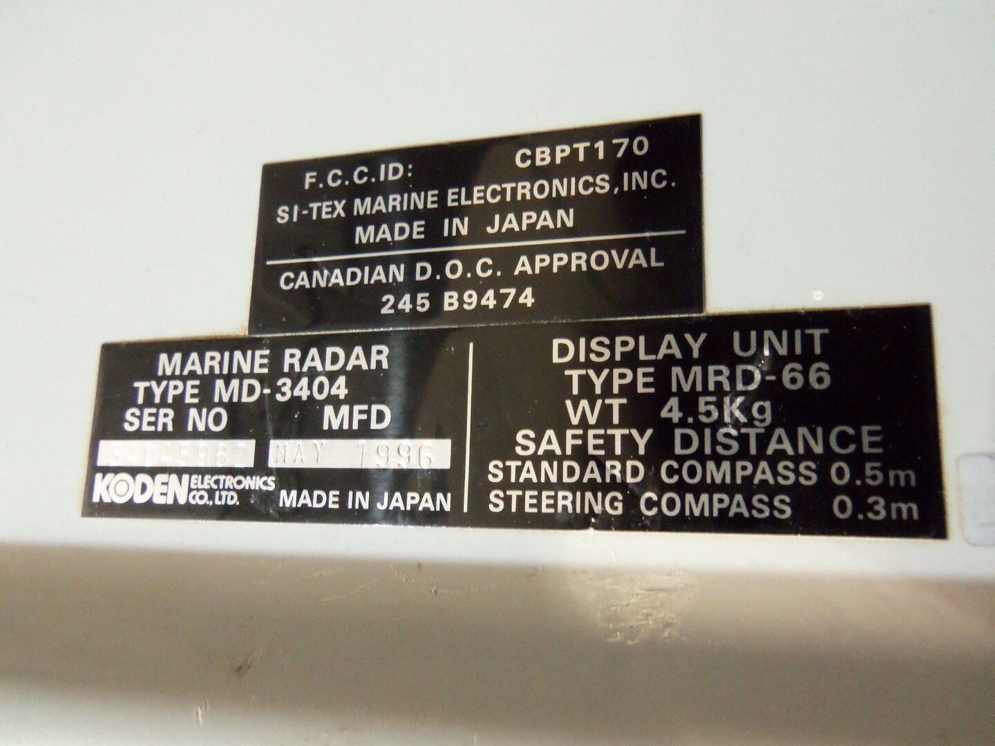 Koden MD-3404 Radar 34045982 MRD-66 4.5Kg CBPT170 *FREE SHIPPING*