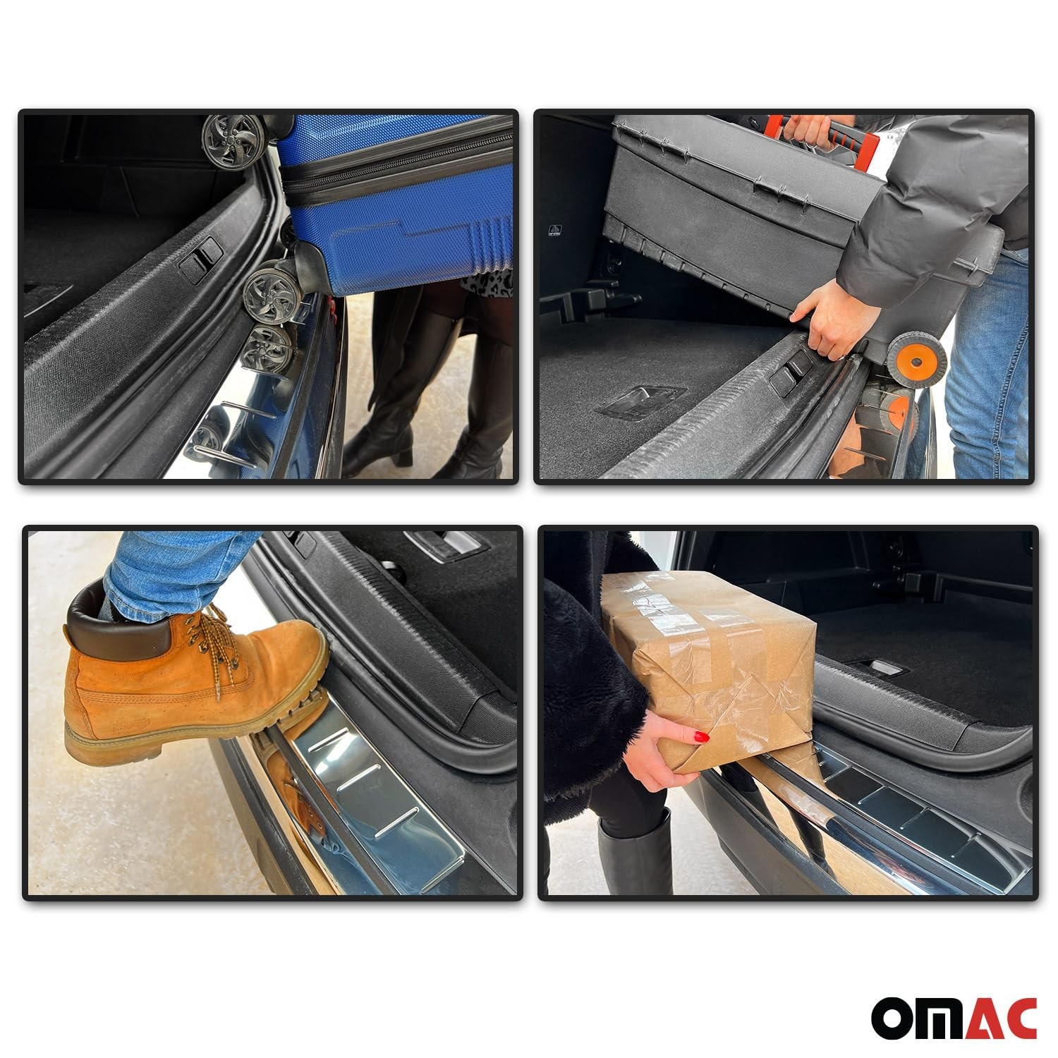 OMAC Rear Bumper Sill Cover for Nissan Rogue 2014-2020 – Stainless Steel Poli…