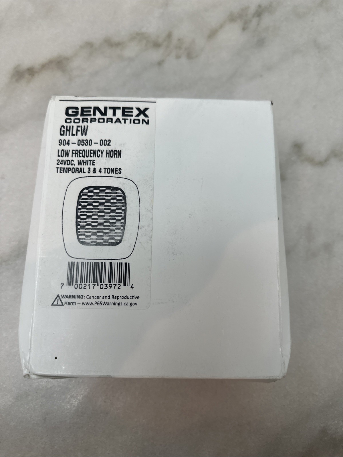 GENTEX Low Frequency Horn 24VDC, White Temporal 3 & 4 Tones GHLFW