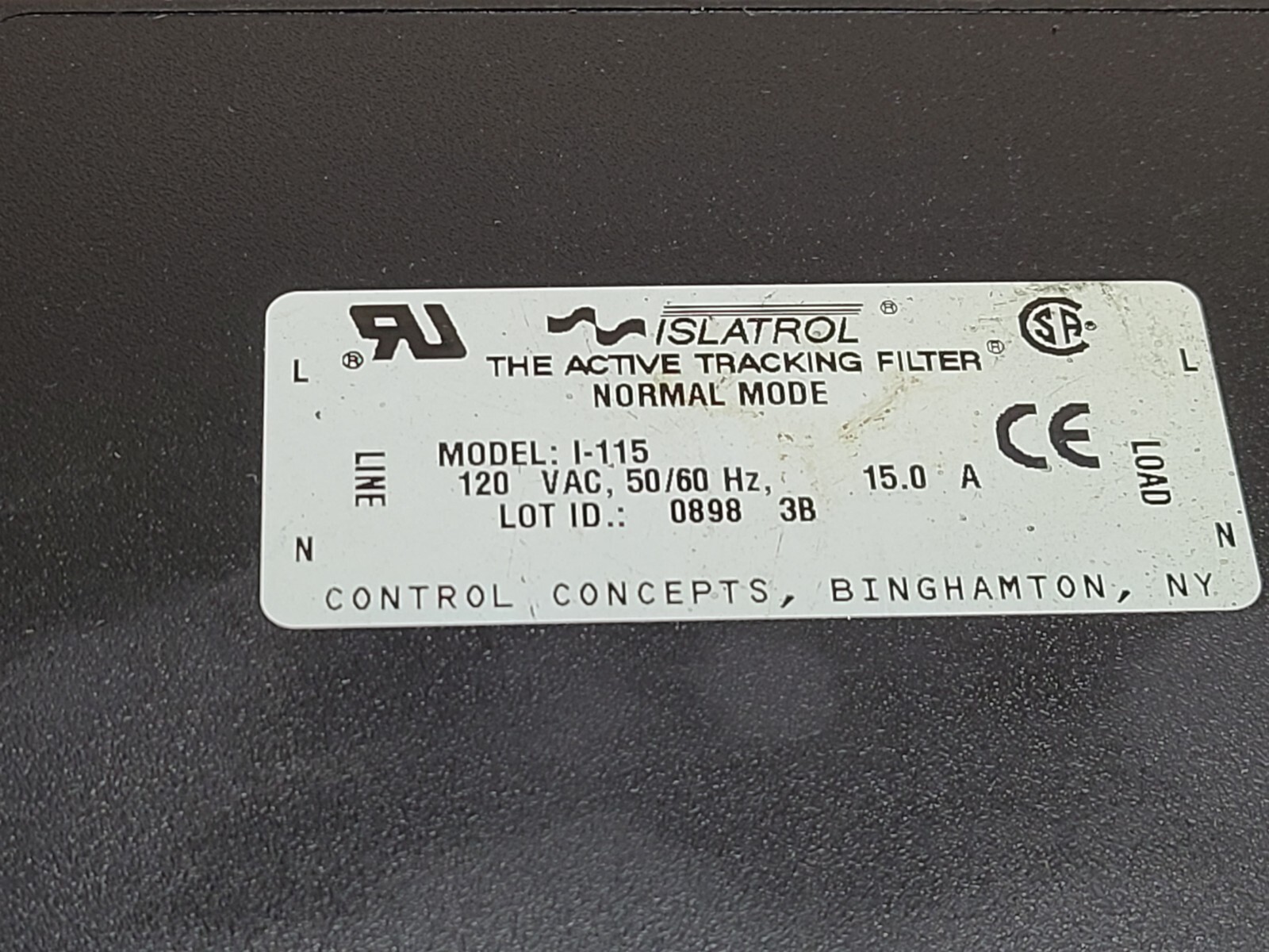 Control Concepts Model I-115 Islatrol Active Tracking Filter I115