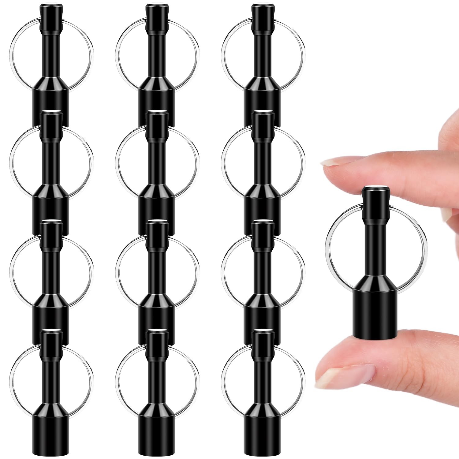 VSKIZ Keychain Magnets, Magnetic Key Chai n for Testing Brass, 12 Pack, Black