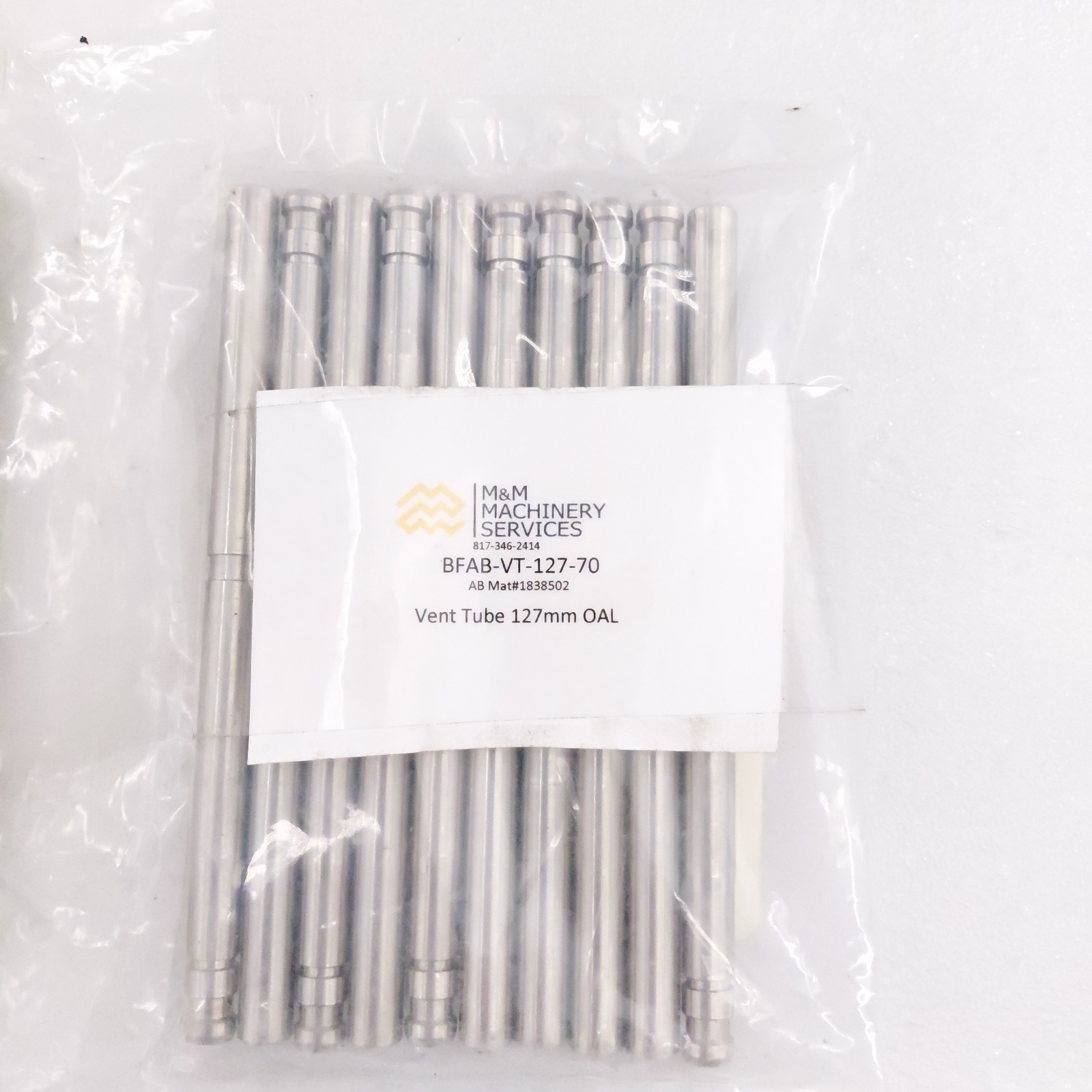 ( 20) M&M Machinery Services BFAB-VT-127-70 Vent Tube 127mm OAL Stainless Steel