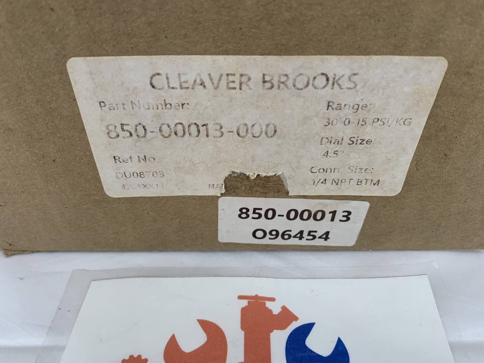 Cleaver-Brooks 850-00013-000 Pressure/Vacuum Gauge 0-15PSI/0-30″ of Mercury