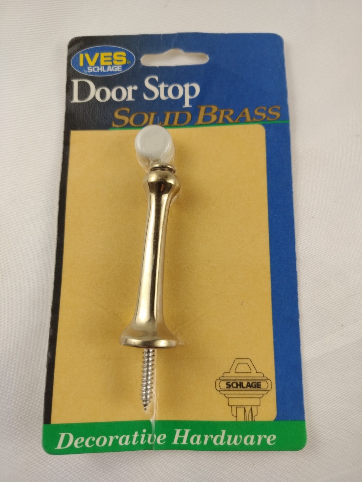 SCHLAGLE IVES SOLID BRASS DOORSTOP 3 ” NOS