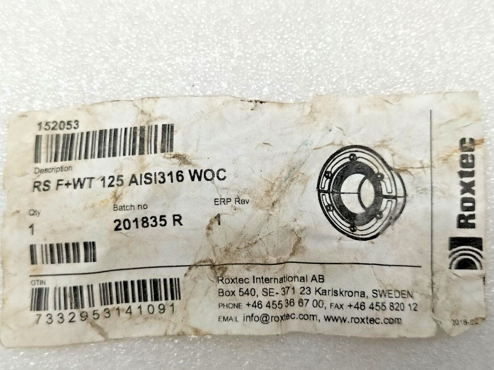 ROXTEC RS F+WT 125 AISI316 WOC ROUND SEAL FOR CABLE/PIPE 66-98 mm RS00101251023