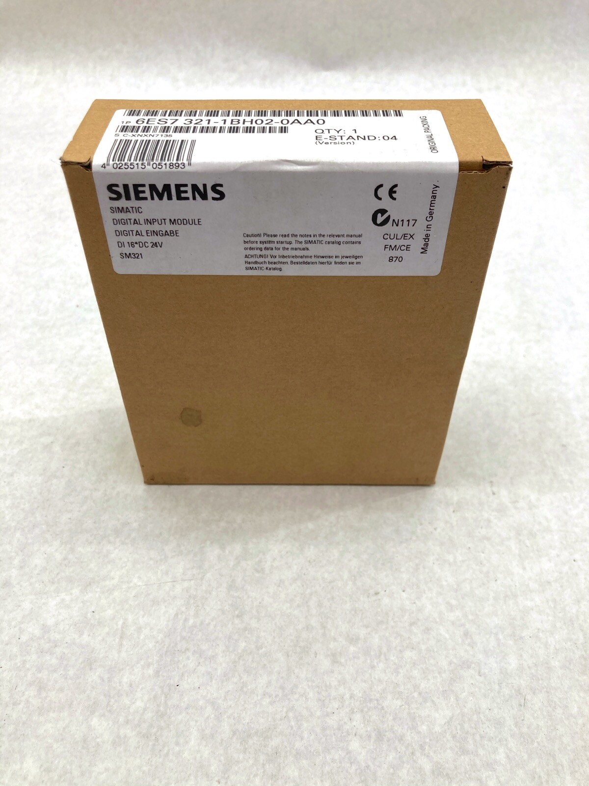 SIEMENS 6ES7 321-1BH02-0AA0 DIGITAL INPUT MODULE DI 16*DC 24V