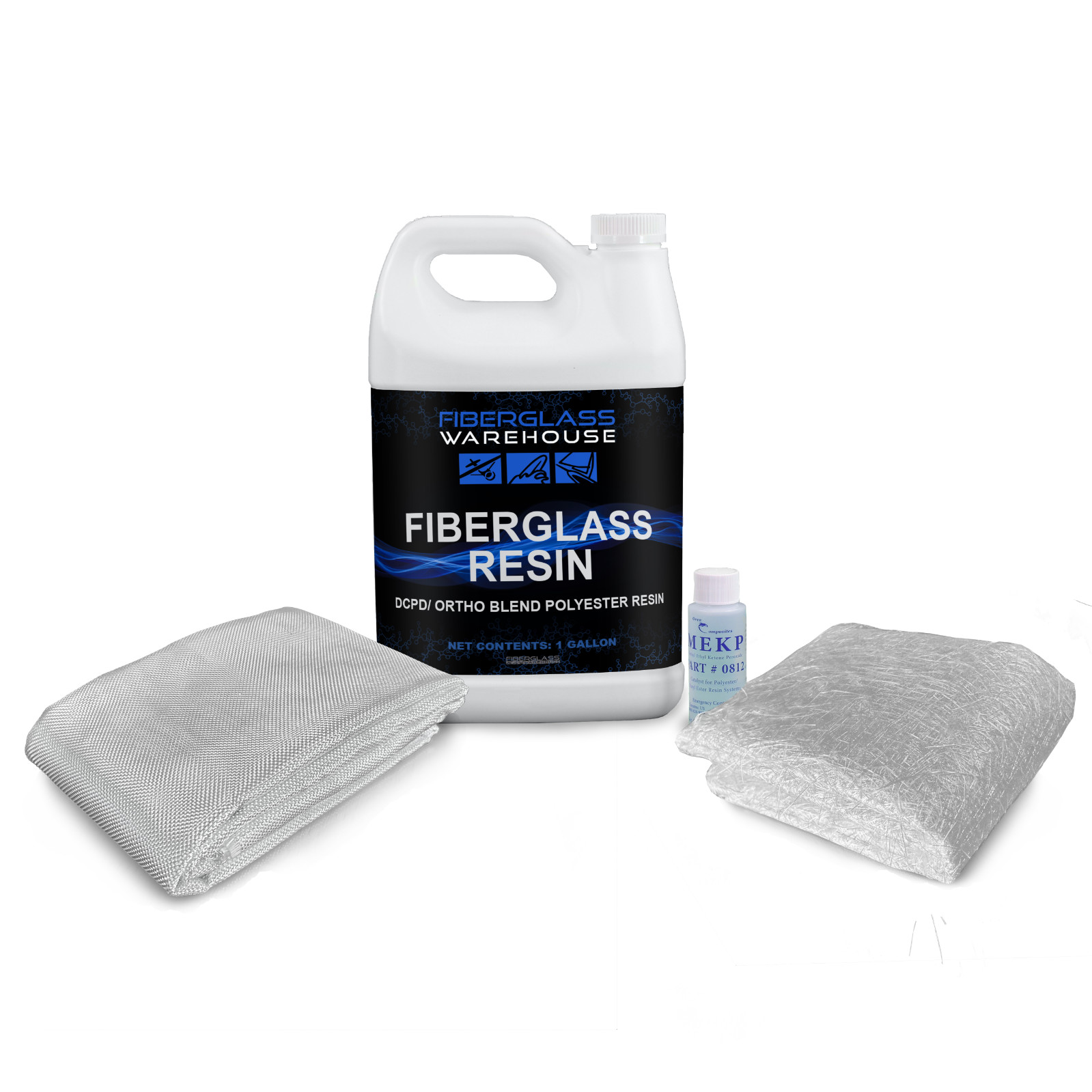 Fiberglass Resin Repair Kit- Resin, Fiberglass Cloth and Chopped Strand Mat