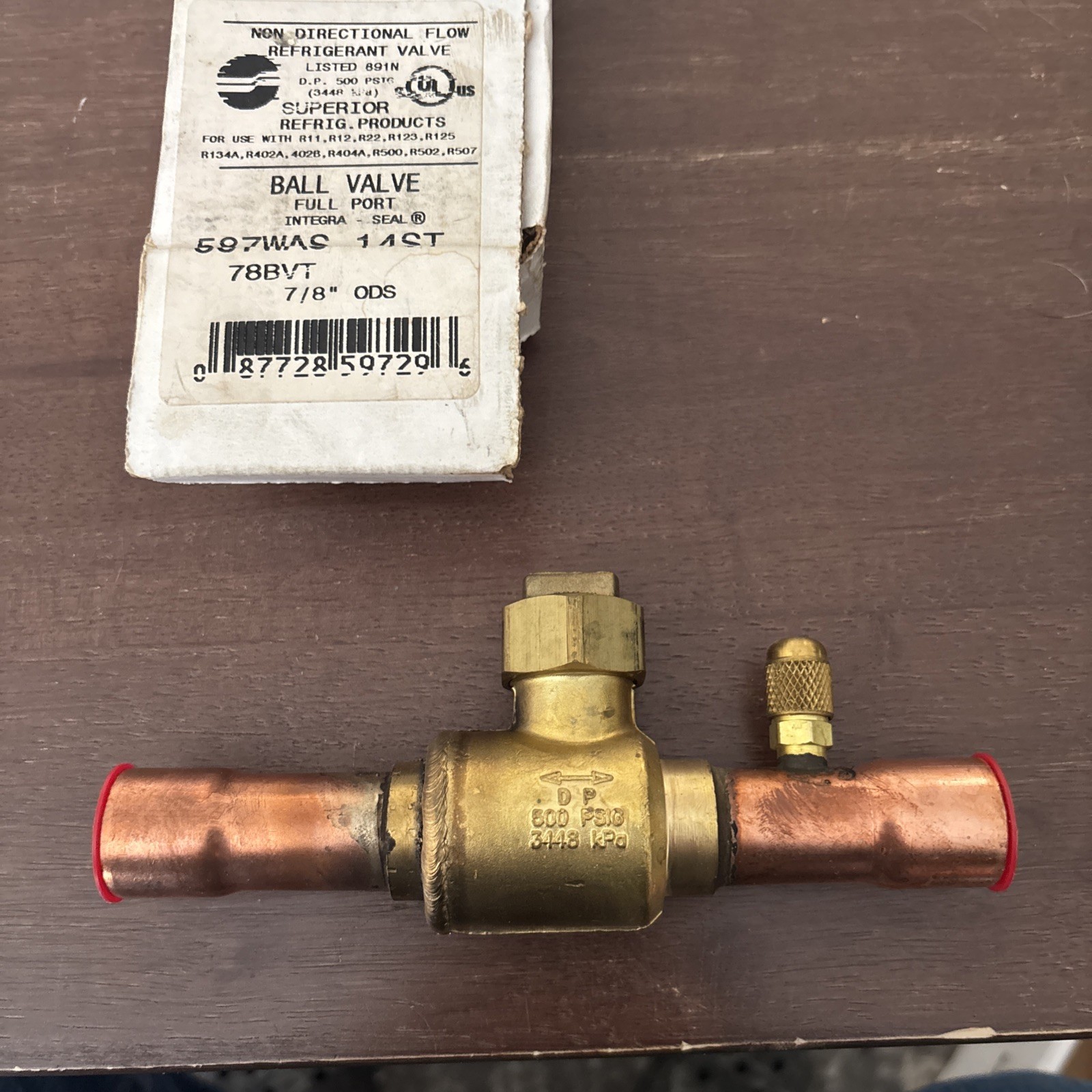 NEW SUPERIOR 587WAS-14ST BALL VALVE FULL PORT 7/8″ODS 700PSIG 78BVT B16-857