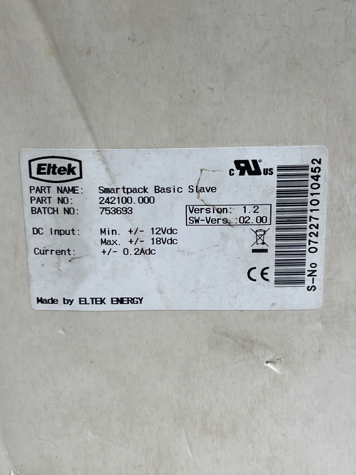 ELTEK ENERGY Smartpack Basic Slave 242100.000 Monitoring Module