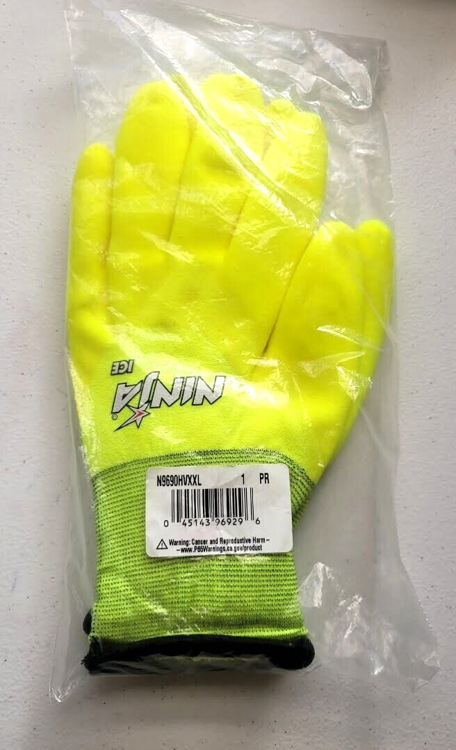 1 Pair MCR Safety N9690HVXXL Coated XXL Gloves High Visibility Yellow Free Ship!