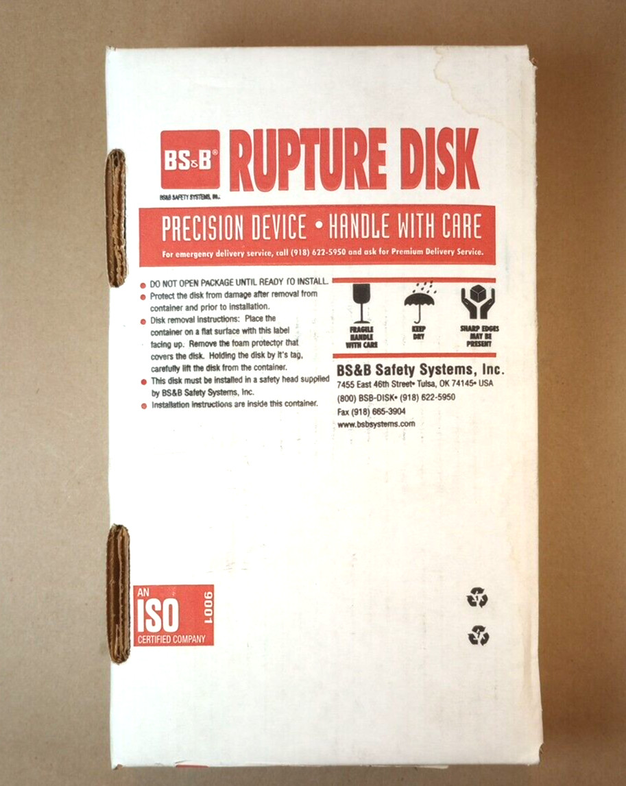BS&B Rupture Disk 1.5-Inch JRS 316 MON – 59psig 72F New