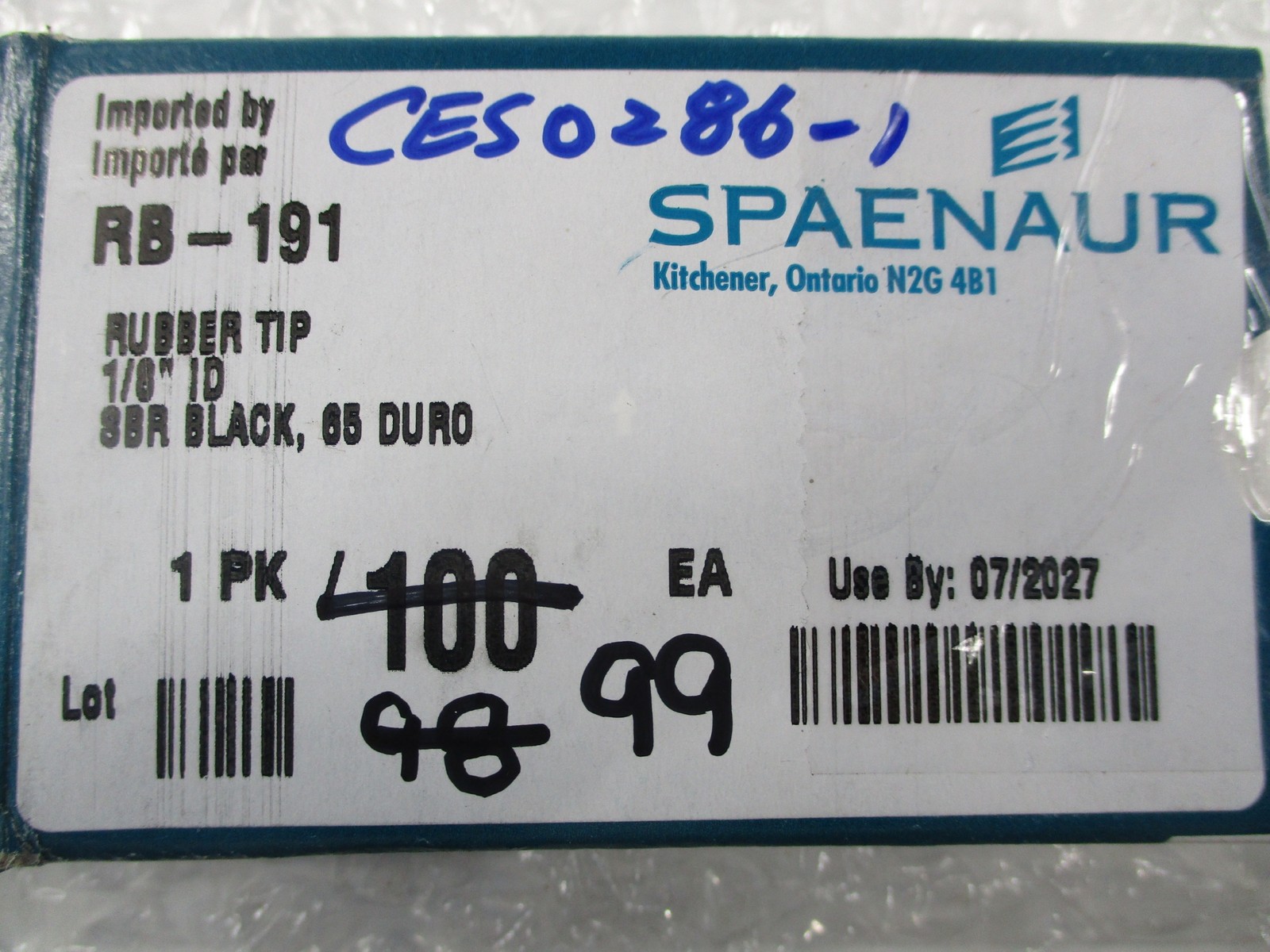 SPAENAUR RB-191 RUBBER TIP BLACK PKG OF 99 NSMP