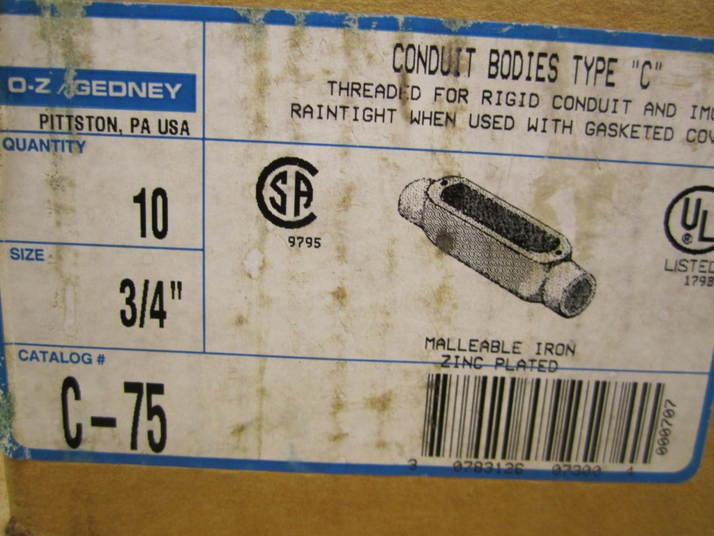 OZ Gedney C-75 C75 Type C Conduit Bodies (Pack of 10)