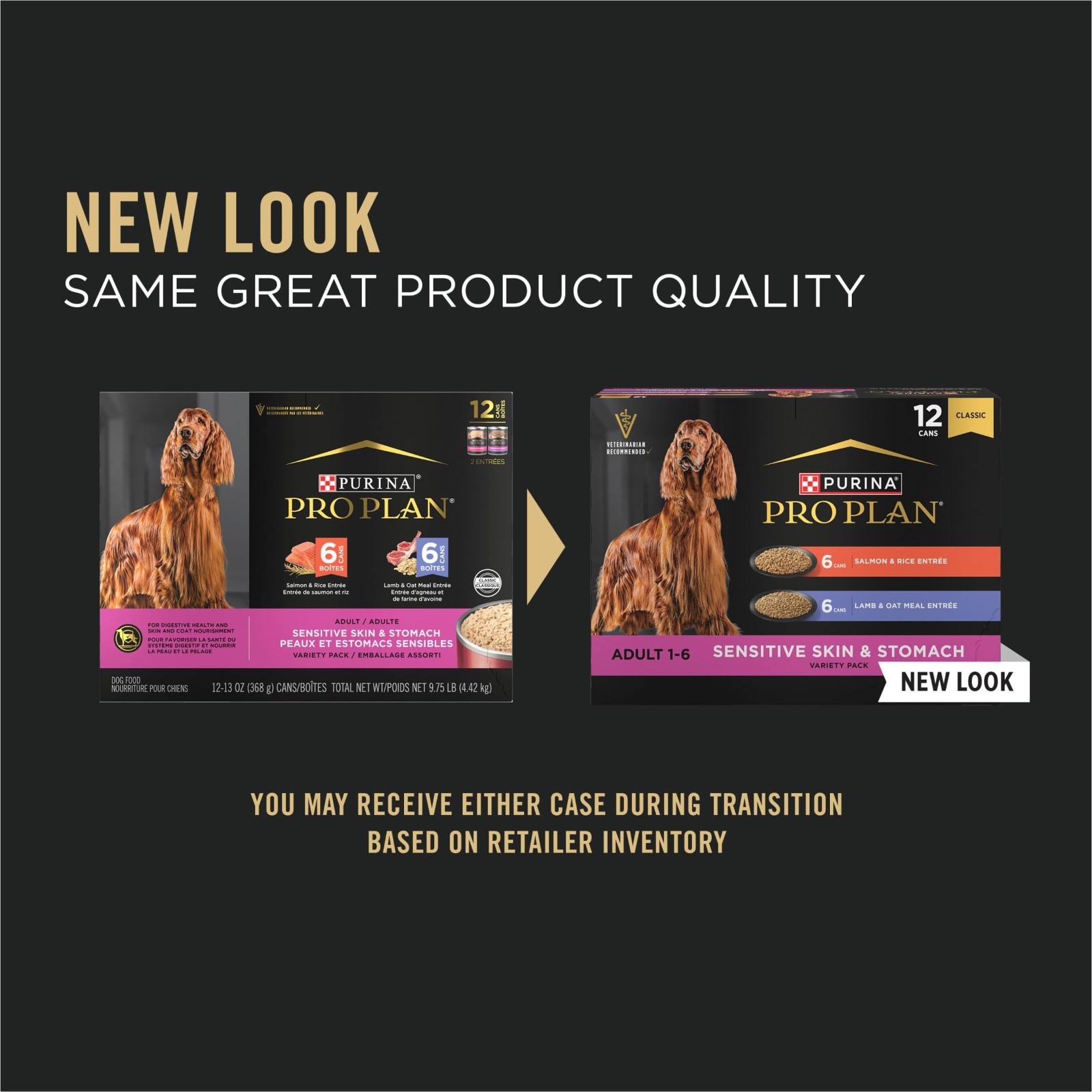 2 PACK Purina Pro Plan Sensitive Skin and Stomach Wet Dog Food,(Pack of 12) 13oz
