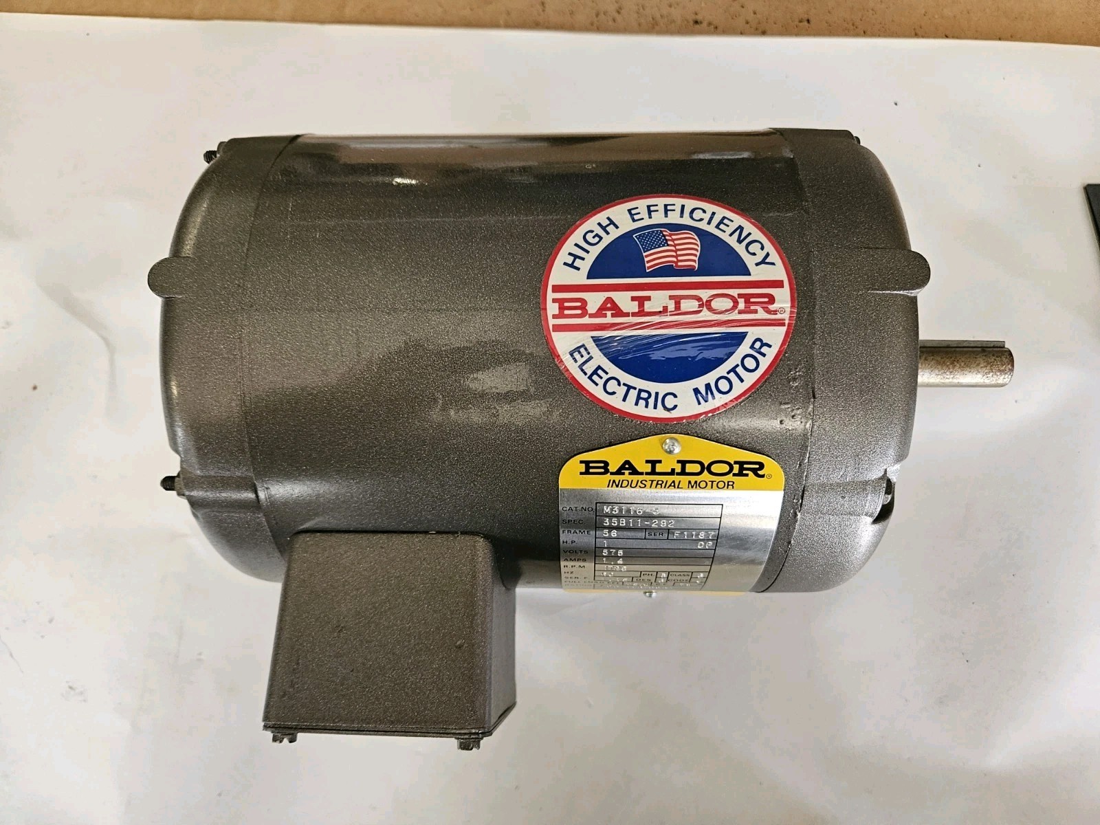 1HP BALDOR MOTOR M3116T-5 1750 RPM 3 PHASE 575V FRAME 56