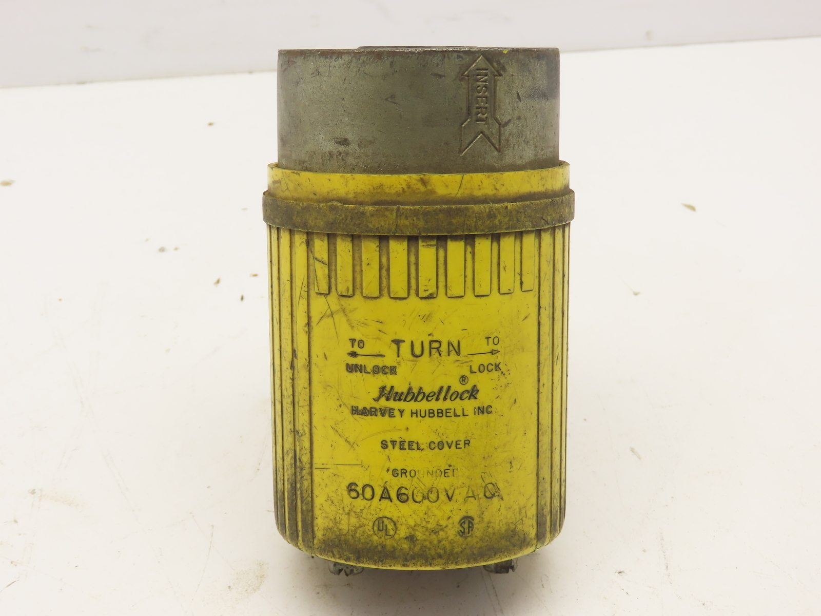 HUBBELL HUBBELLOCK Male Case PLUG 60A 600V 60 AMP steel cover Yellow