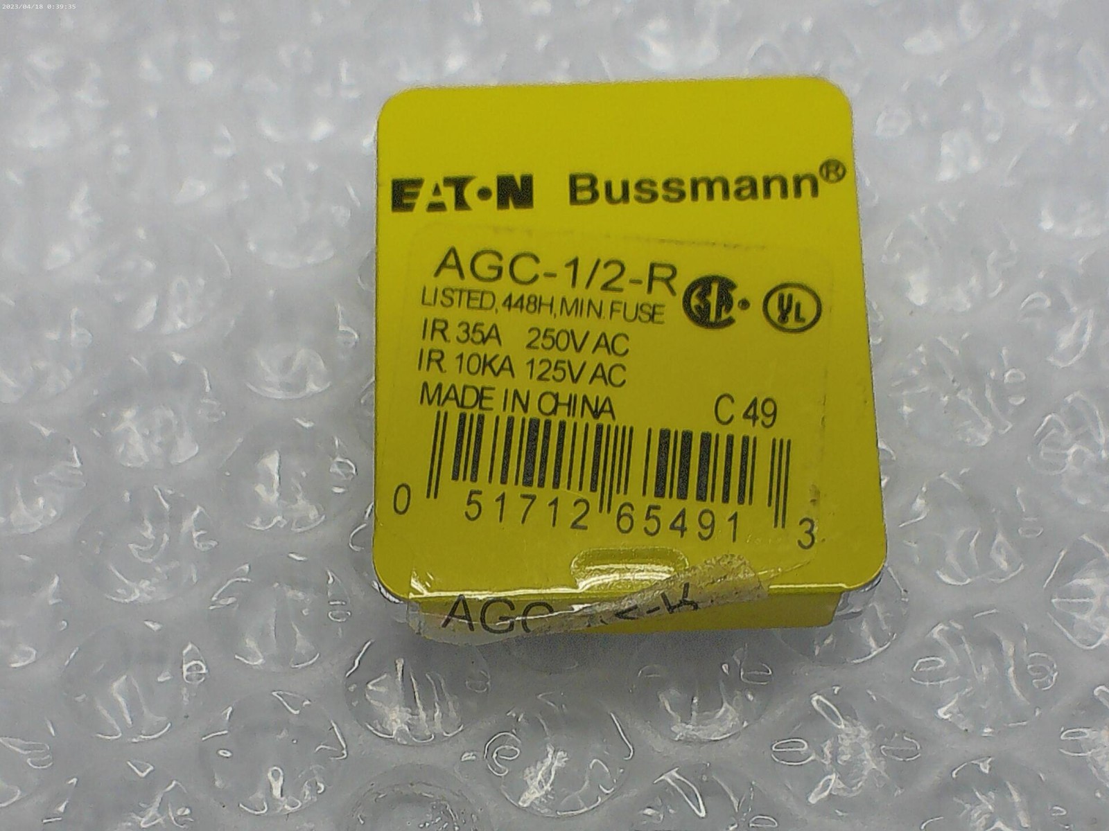 BUSSMANN AGC-1/2-R FUSE PKG OF 5 NSMP.